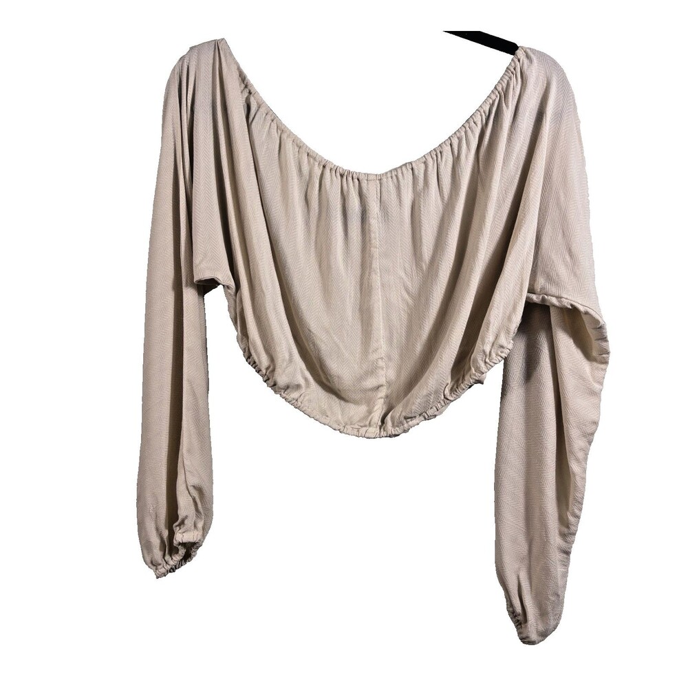 House of Harlow 1960 X Revolve Size L Womens Cropped Tan Boho Top / Blouse - EUC